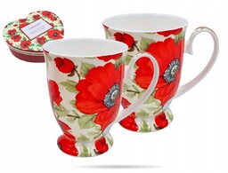 Kubki w sercu kwiaty maki 300 ml 2