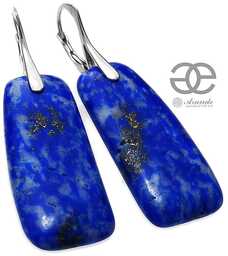 Lapis Lazuli Naturalny Piękny Komplet Kolczyki Wisiorek Srebro