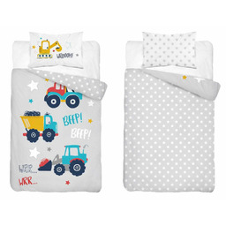 Detexpol Pościel bawełniana dziecięca 90x120 cm Auta Budowlane
