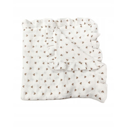 Kocyk muślinowy 120x90 z falbanką dwustronny muślin serduszka