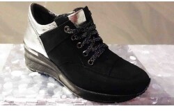 SKÓRZANE damskie SPORTOWE CREEPERSY czarno+srebro 40