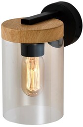Lampa kinkiet WELS 1xE27 czarny+drewniany klosz dymiony Candellux