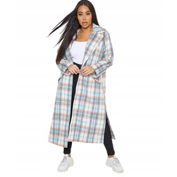 P0/dx7* Missguided Plus Płaszcz Damski Kratka 44