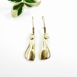 Kolczyki srebrne - Pozłacane koty małe