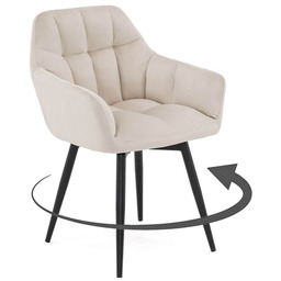 Krzesło obrotowe FREJA beżowy #5 welur, czarne nogi