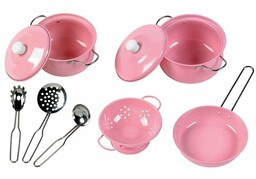 Zestaw do gotowania dla dzieci, Różowe naczynia, T0152-Tidlo,