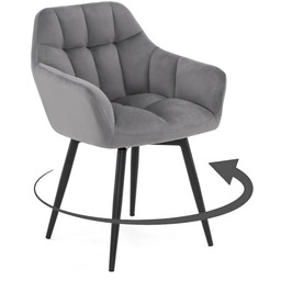 Krzesło obrotowe FREJA szary welur, czarne nogi