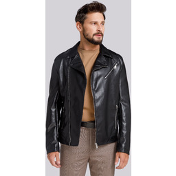 Męska ramoneska z ukośnym suwakiem klasyczna czarna