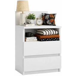 Edinos Stolik Nocny Biały Z 2 Szufladami A2-H10