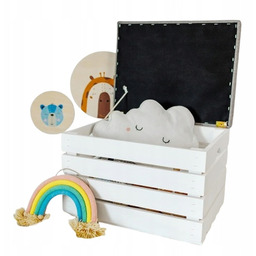 Pojemnik Na Zabawki Klocki Pufa Drewno Premium Skrzynia