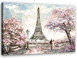 Obraz na płótnie, Wieża Eiffla Paryż różowy 60x40