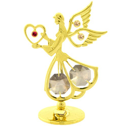 Figurka anioł aniołek Torebka cyrkonie złota CrystoKraft Swarovski