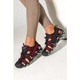 Czarne sandały trekkingowe damskie na elastycznej bieżnikowanej podeszwie