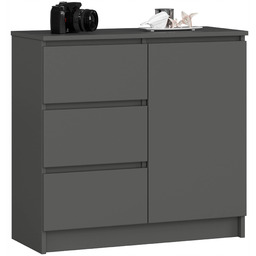 Salonowa nowoczesna komoda 80 cm grafit 3 szuflady