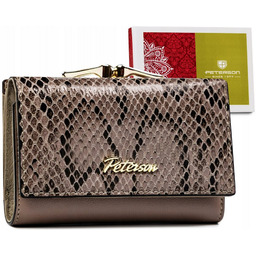 Skórzany damski portfel Peterson skóra węża portmonetka