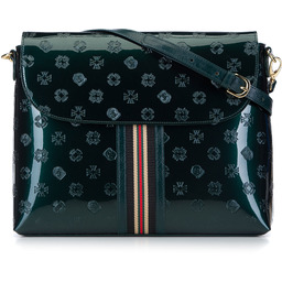 Damska listonoszka ze skóry lakierowanej z monogramem