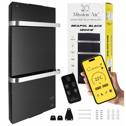 Grzejnik elektryczny dekoracyjny Łazienkowy Ścienny Suszarka Czarny Szklany