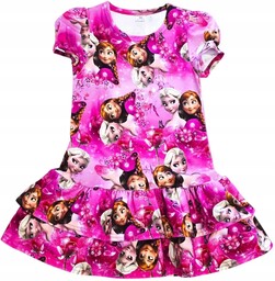 Sukienka 116 Różowa Elsa Anna Kraina Lodu falbanki