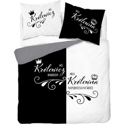 Pościel bawełna 160x200 cm Królewicz Królewna bawełna czarna