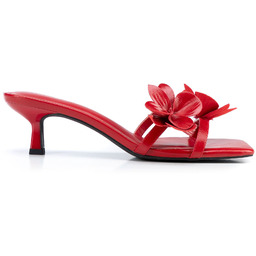 Damskie klapki z ekoskóry na szpilce czerwone