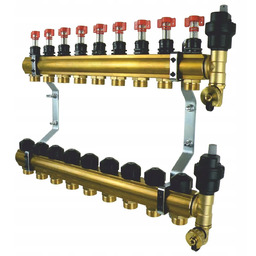 Rozdzielacz do ogrzewania podłogowego podłogówki mosiężny 9 obwodów