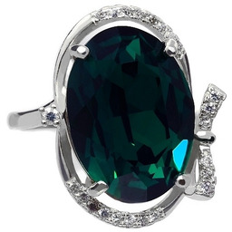 Kryształy Zielony Pierścionek Emerald Srebro