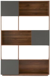 Regał Nevada ciemny dąb z szarymi drzwiczkami 110