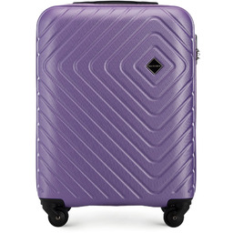 Walizka kabinowa z ABS-u z geometrycznym tłoczeniem fioletowa