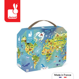 Janod, puzzle, w walizce Mapa świata, 100 el.