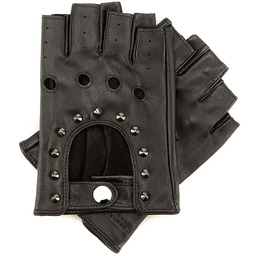 Damskie rękawiczki skórzane bez palców z perforacją czarne