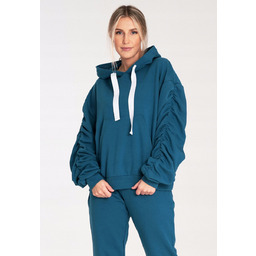 Bluza damska z bufiastymi rekawami i kapturem -