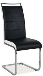 Krzesło H441 chrom płoza, czarne, białe boki, ekoskóra