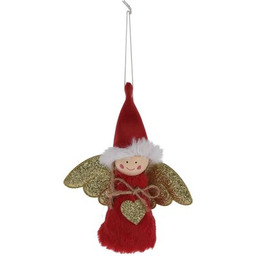 CHRISTMAS DECORATION Zawieszka Aniołek 14 cm Czerwony
