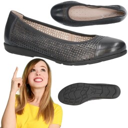 Buty Baleriny Damskie Skórzane Caprice 22150 Ażurowe Sportowe