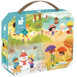 Janod, puzzle, w walizce Pory roku, 36 el.