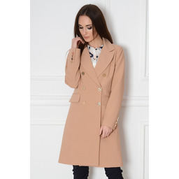 Elegancki płaszcz dwurzędowy kamel Ferito