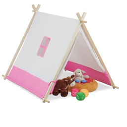 Domek dla dzieci "Tipi" 92x120x86cm, biały/różowy