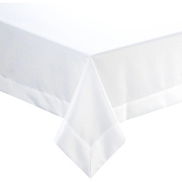 Obrus prostokątny biały zdobiony delikatną lamówką OKY01-1