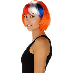 Folat - Pomarańczowa Peruka Bob Czerwono-Biało-Niebieska