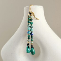 Pakamera Kolczyki wiszące UNIKAT turkus, malachit, chryzokola, hematyt