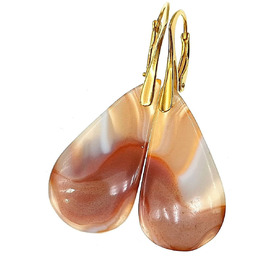 Eleganckie Kolczyki Karneol Złote Srebro Unikat