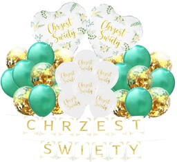 Balony na Chrzest Chrzciny Gotowy Zestaw balonów biało