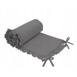 Uniwersalny ochraniacz z falbanką do łóżeczka niemowlęcego antracyt