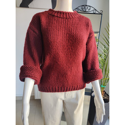 Sweter z wywijanymi rękawami - burgund One size