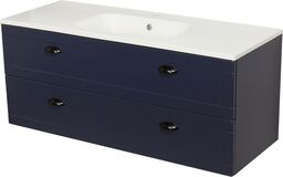Wisząca szafka z umywalką granatowy mat 120 cm