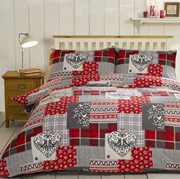 Alpine Patchwork 100% szczotkowana bawełna flanelowa serce poszwa