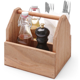 Organizer pojemnik stołowy na przyprawy sztućce drewniany