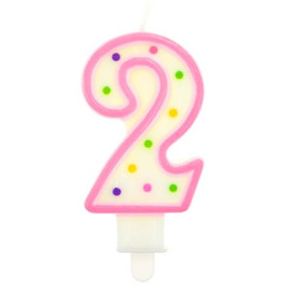 Świeczka cyferka dwójka 2 z kropeczkami - 1