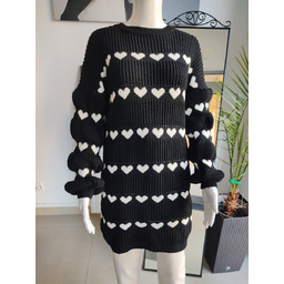 Sukienka, sweter z bufiastymi rękawami - czarny One