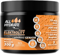 ALLHydrate Elektrolity Senior z aminokwasami, smak pomarańczowy, 300